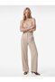 Crepe Fabric Pleat Detailed Pocket High Waist Palazzo Trousers