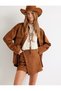 Suede Mini Skirt Double Breasted Standard Waist - 2