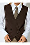 Double Breasted Asymmetrical Button V Neck Suit Vest - 6