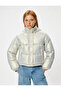 Stand Collar Zippered Shiny Hooded Short down Jacket - 3