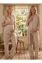 New Season Beige Summer Piped Full Button Design Short Sleeve Maternity Maternity Dressing Gown Pajama Set - 5