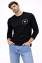 Slim Fit, Close-Fitting, Long-Sleeved T-Shirt with Round Logo Print - 2