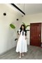 White Maxi Length Flared Flounce Self-Foulard Short Sleeve Very Stylish Dress - 7