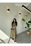 Khaki Maxi Length Flared Flounce Self-Foulard Short Sleeve Very Stylish Dress - 4