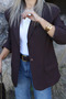 Brown Oversized Polyviscon Blazer Jacket - 3