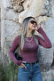 Dusty Rose Boat Neck Modal Cashmere Blouse - 2