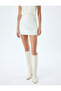 Button Detailed Standard Waist Mini Tweed Skirt - 3