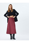 Midi Length Satin Skirt Slim Fit A-Line