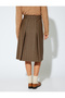 Front Slit Detail Pocket Midi Length A-Line Pleated Skirt - 5