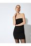 Strapless Pencil Dress with Stones Slim Fit Crepe Scuba Fabric