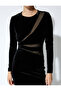 Velvet Tulle Detailed Long Sleeve Mini Dress - 5