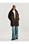 Oversize Puffer Jacket with Hooded Snap Button and Zipper - 2