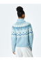Ethnic Patterned Long Sleeve Turtleneck Knit Sweater - 4