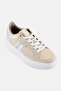 Women Brand Logo Lace Up Casual Shoes, Beige
