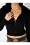 Zippered Knitwear Cardigan Collar Faux Fur Slim Fit - 5