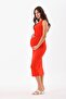 Maternity Cotton Stretchy Fabric Knot Front Midi Dress - 2