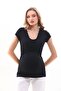Black Maternity Soft Fabric Blouse with Breastfeeding Features - 5