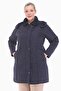 Women's Plus Size Hooded 75 cm Navy Blue Quilted Coat 1014 - 3