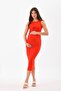 Maternity Cotton Stretchy Fabric Knot Front Midi Dress