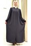 Buttoned Robali Extra Loose Fitted Cut Reglan Sleeve Ferace Suitable for Tesettüre - 4