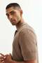 Regular Fit Cable-knit polo shirt - 3