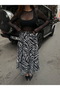 Women's Patterned Belt Piece Long Lace Skirt - 2