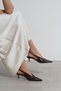 Dorey Brown Patent Leather Ankle Buckle Detail Women's Heeled Shoes - 4