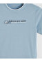 Blue Crew Neck Printed Combed Cotton Men's T-Shirt - 6