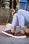 Ch017 Pyramid Men's Daily Lace-Up Leather Sports Sneakers Shoes Cbt - Tan - 4