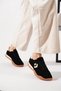 Unas Genuine Leather Yan Yıldızlı Women's Sports Shoes Black Suede - 3