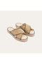 Women's Mink Color Cross-Strapped Leather Slippers