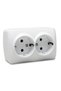 Double socket, IP20, white - 2