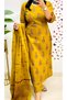 Premium yellow colour, pure cotton 3 piece kurti set with ethnic prints for women
