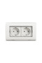 Double socket, IP54, white