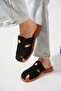 Yesrat Genuine Leather caged Buckled women Slipper black Suede - 3