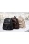 Women's Black Backpack Leather-Look Daily Mother-Baby Backpack - 4