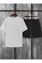Unisex White-Black Chicago Printed Top and Bottom Shorts T-shirt Set - 3