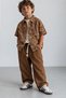 Boy's 3-Piece Daily Holiday Set Embroidered Shirt Printed T-Shirt Muslin Pants
