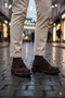 Genuine Leather Lace-Up Men's Daily Casual Loafers Shoes Brown - 8