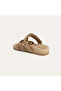 Women's Mink Color Strappy Leather Slippers - 3