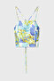 Women's Blue Floral Printed Tie-Up Crop Blouse
