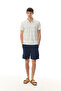 Men's Blue Striped Polo Collar Short Sleeve T-Shirt - 3