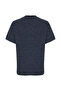 Men's Navy Blue Striped Crew Neck Knitted T-Shirt - 4