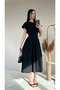 Pleated Waist-Tied Short Sleeve Dress - 2