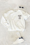 Chest Lettering Embroidery Elastic Hem Sweatshirt - Ecru Ekru - 4