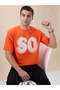 Front & Back Typography Printed Rust Oversized T-shirt - 6