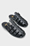Women's Closed Front Soft Strap Belt Detail Daily Slipper Zaira Black