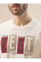 Rubberized Typography Print Regular Fit Beige T-Shirt - 4