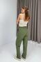 Canvas Pocketed lace-up elastic waist long pants khaki - 4