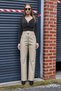 Women's Wide-Leg Full Fit Leather Pantalon Beige - 2